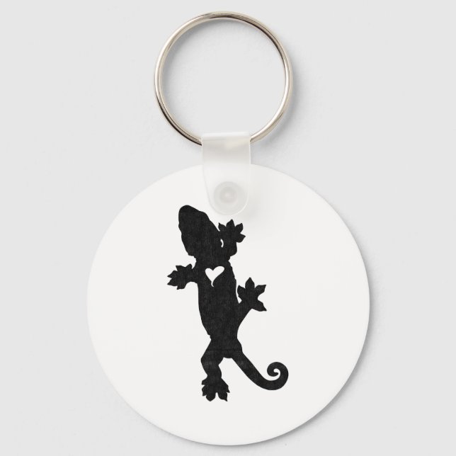 Leachie New Caledonian Gecko Artsy Distressed  Keychain (Front)