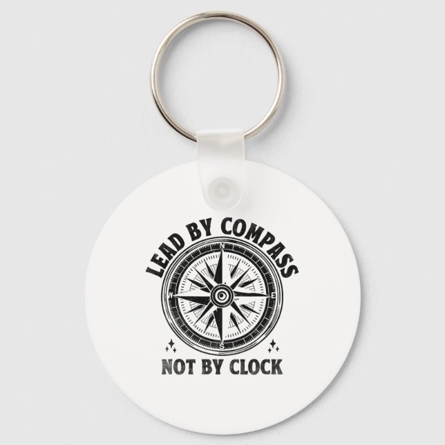 Lead By Comp Not By Clock Camping Scouting Scout  Keychain (Front)