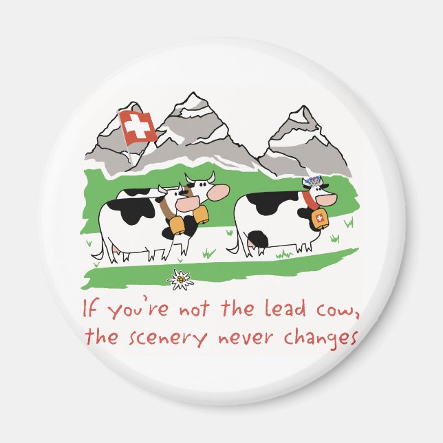 Lead Cow Round Magnet (Front)