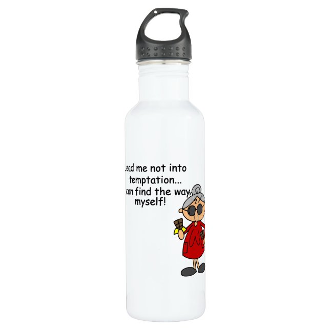 Lead Me Not Into Temptation Humour 710 Ml Water Bottle (Front)