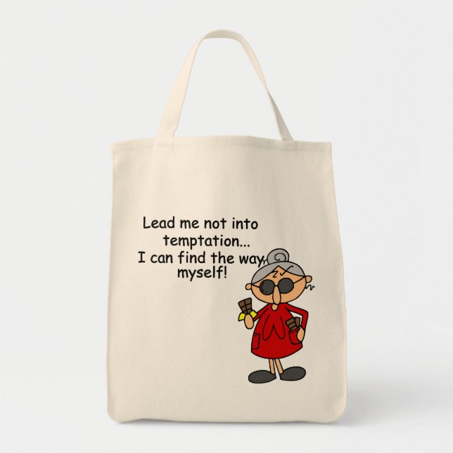 Lead Me Not Into Temptation Humour Tote Bag (Front)