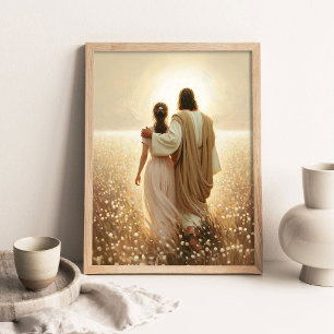 Lead the Way, Christian Art, Jesus Walking with Wo Poster
