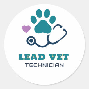 🩺 Lead Vet Tech Veterinary Clinic Team 🩺 Classic Round Sticker