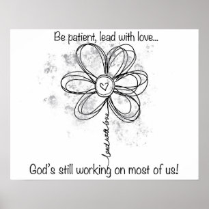 Lead with love, adult colouring with daisy poster