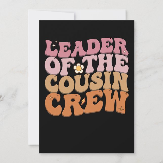 Leader Of The Cousin Crew Groovy Retro Invitation (Front)