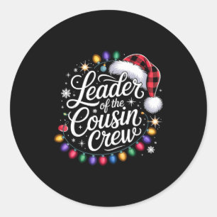 Leader Of The Cousin Crew Xmas Lights Red Plaid Sa Classic Round Sticker