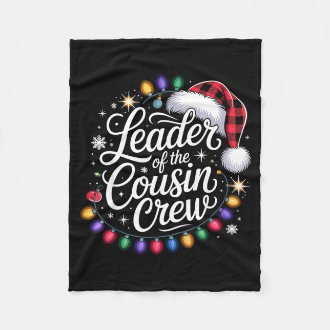 Leader Of The Cousin Crew Xmas Lights Red Plaid Sa Fleece Blanket (Front)