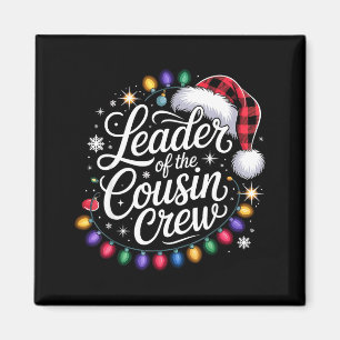 Leader Of The Cousin Crew Xmas Lights Red Plaid Sa Magnet