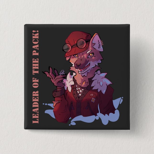 Leader wolf 2 inch square button (Front)