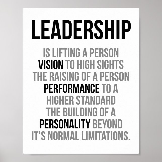 Leadership Is Lifting A Person Vision Poster (Front)