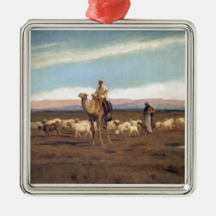 Leading the Flock to Pasture (oil on canvas) Metal Ornament