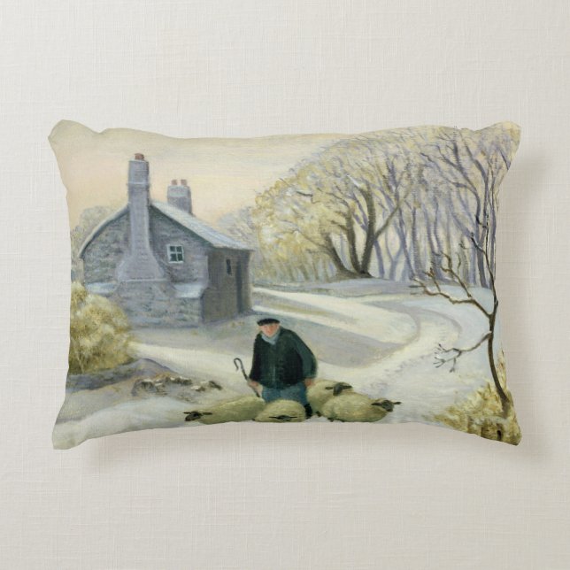 Leading the Sheep Decorative Pillow (Front)