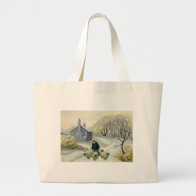Leading the Sheep Large Tote Bag (Front)
