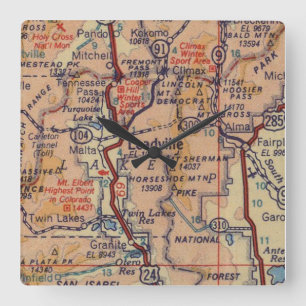 Leadville Vintage Map Square Wall Clock
