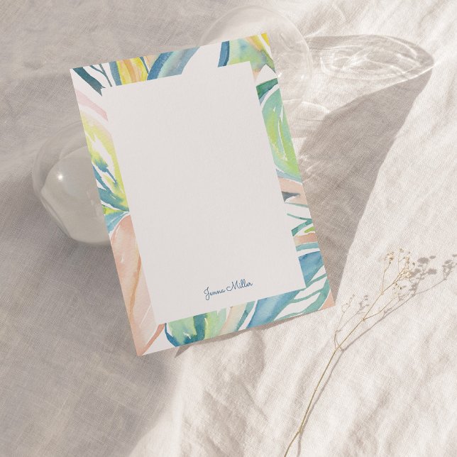 Leaf Abstract Art Personalized Flat Note Card (Creator Uploaded)