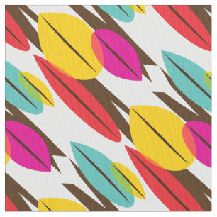 Leaf Abstract Retro Multicolored Pattern Fabric