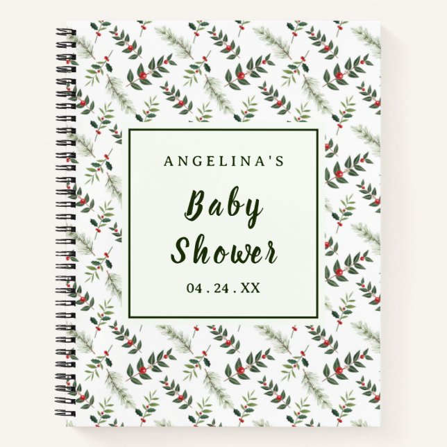 Leaf And Cherry Baby Shower Gift List Notebook (Front)