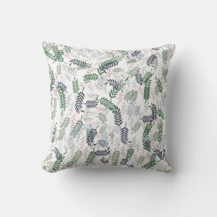 Leaf and Flower Floral Throw Pillow