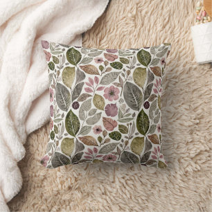 Leaf and Flower Modernism Throw Pillow