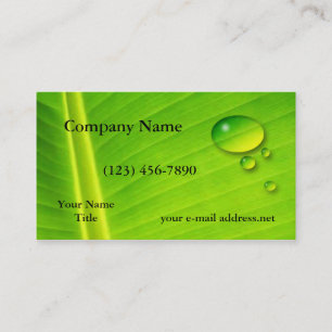 Leaf and water drops business card