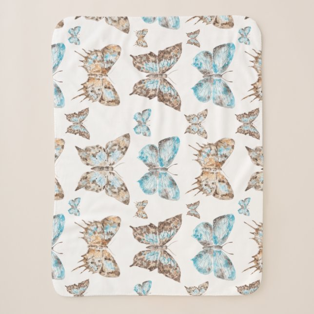Leaf Art Butterfly Sherpa Blanket (Front)