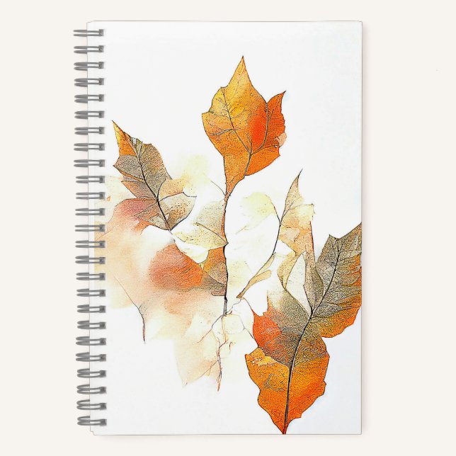 Leaf Autumn Season Nature Watercolor Art Painting Notebook (Front)
