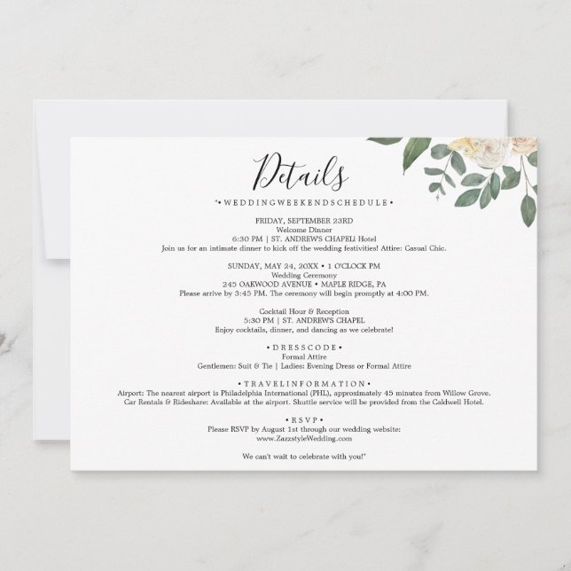 Leaf Back Simple Wedding Invitation (Front)