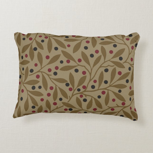 Leaf Berry Classic Colourful Pretty Pattern Art Accent Pillow (Back)