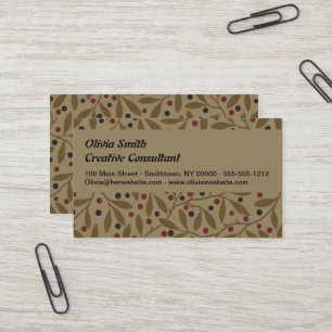 Leaf Berry Classic Colourful Pretty Pattern Art Business Card