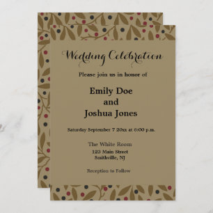 Leaf Berry Classic Colourful Pretty Pattern Art Invitation