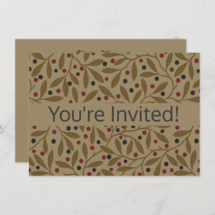 Leaf Berry Classic Colourful Pretty Pattern Art Invitation
