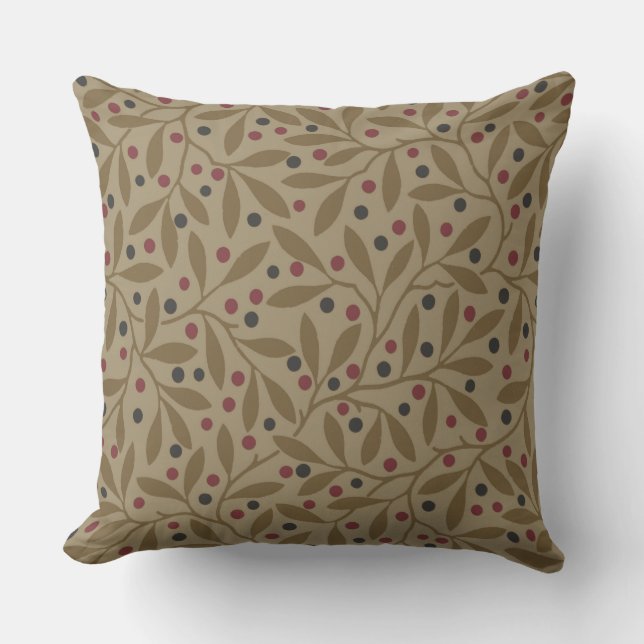 Leaf Berry Classic Colourful Pretty Pattern Art Outdoor Pillow (Front)