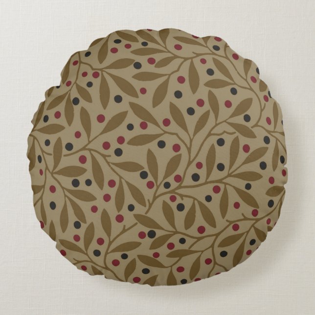 Leaf Berry Classic Colourful Pretty Pattern Art Round Pillow (Front)