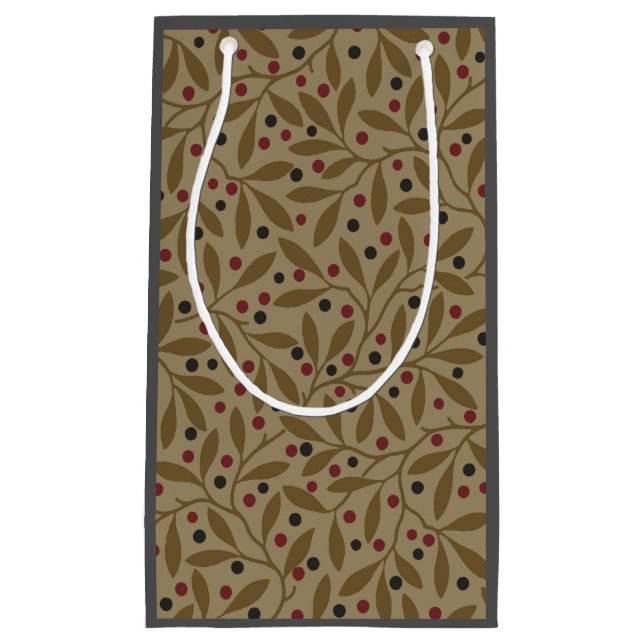 Leaf Berry Classic Colourful Pretty Pattern Art Small Gift Bag (Front)