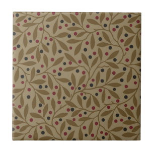 Leaf Berry Classic Colourful Pretty Pattern Art Tile