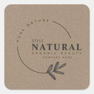 Leaf bio beauté et cosmétiques autocollant carré