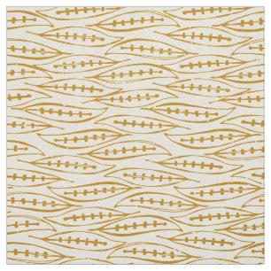 leaf block gold ivory fabric