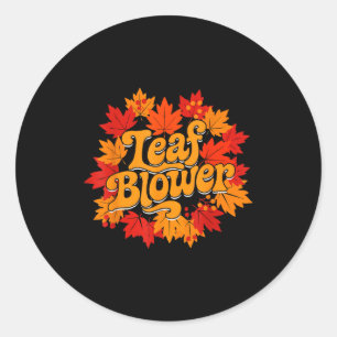 Leaf Blower Autumn Season Falling Leaves Cleanup G Classic Round Sticker