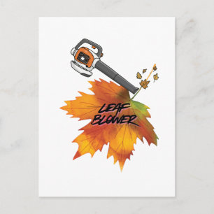 Leaf Blower Fall Costume Postcard