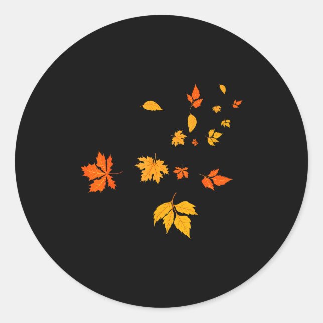 Leaf Blower Fall Leaves Funny Halloween Couple Mat Classic Round Sticker (Front)
