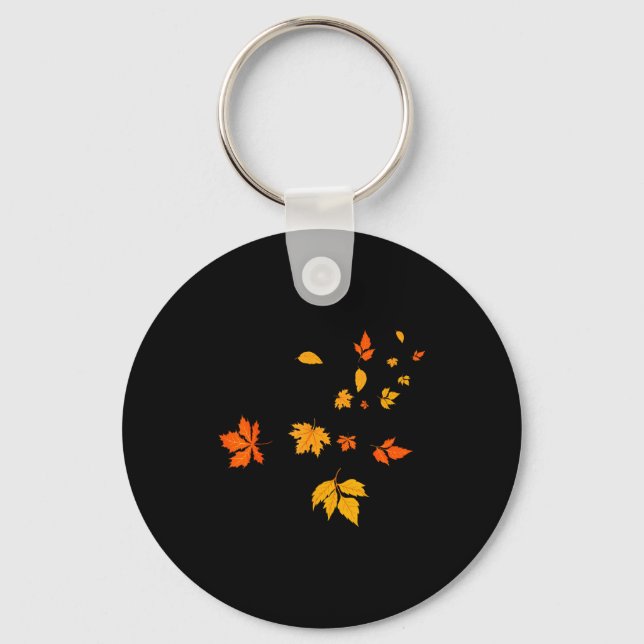 Leaf Blower Fall Leaves Funny Halloween Couple Mat Keychain (Front)