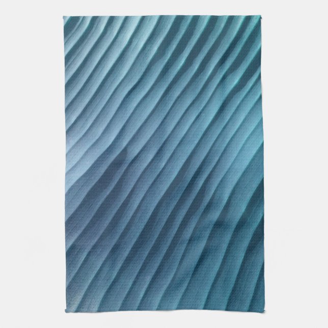 Leaf Blue Diagonal Kitchen Towel (Vertical)
