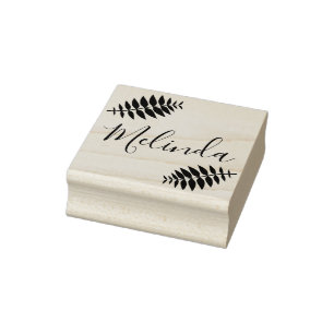 Leaf Branch - Personalize Rubber Stamp