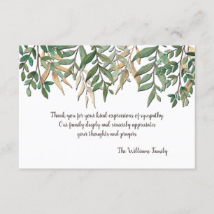 Leaf Canopy Sympathy Thank You Card