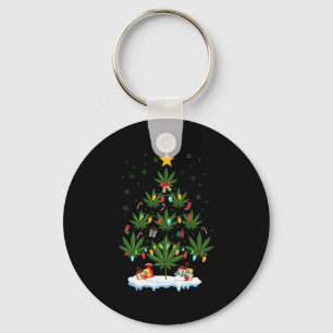 Leaf Christmas Tree Weed Stoner Xmas Premium  Keychain