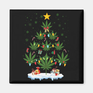 Leaf Christmas Tree Weed Stoner Xmas Premium  Magnet
