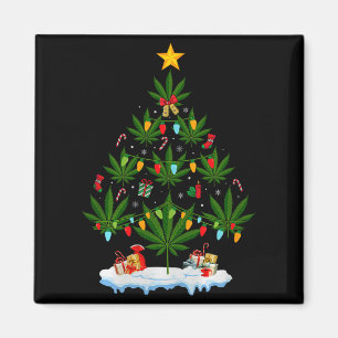 Leaf Christmas Tree Weed Stoner Xmas Premium Tri-b Magnet