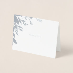 Leaf Classic Typography Thank You Silver Foil Card