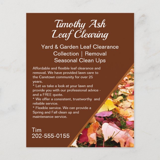 Leaf Clearing Clean Up Removal Promotional Flyer (Front)