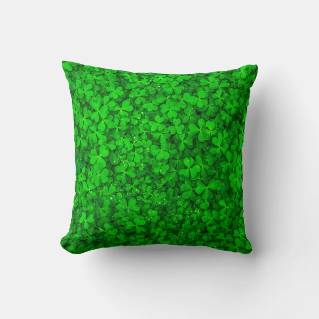 Leaf clover green shamrock spring throw pillow (Front)